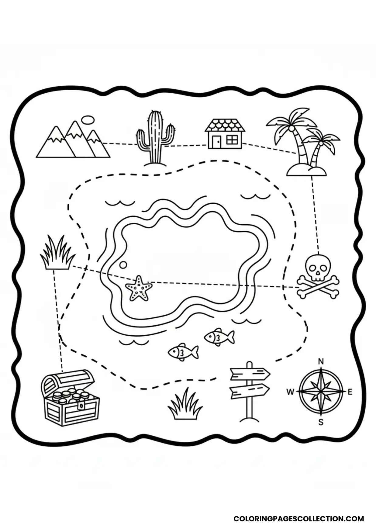 treasure map coloring page