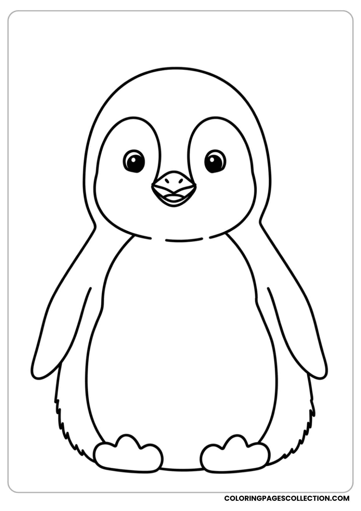 baby penguin sitting down with a happy face coloring page