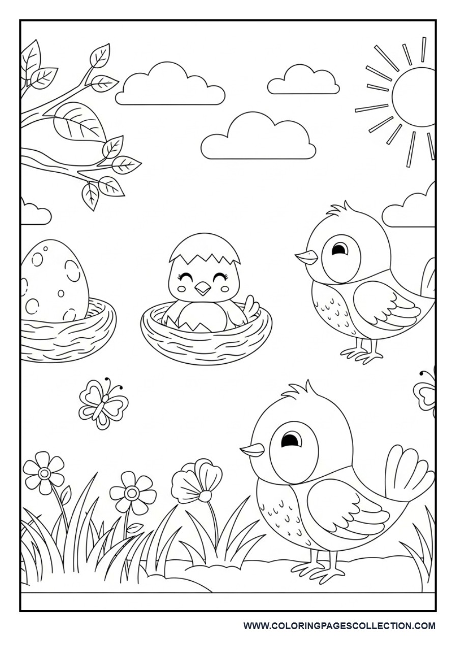 Bird Life Cycle from Egg to Adult