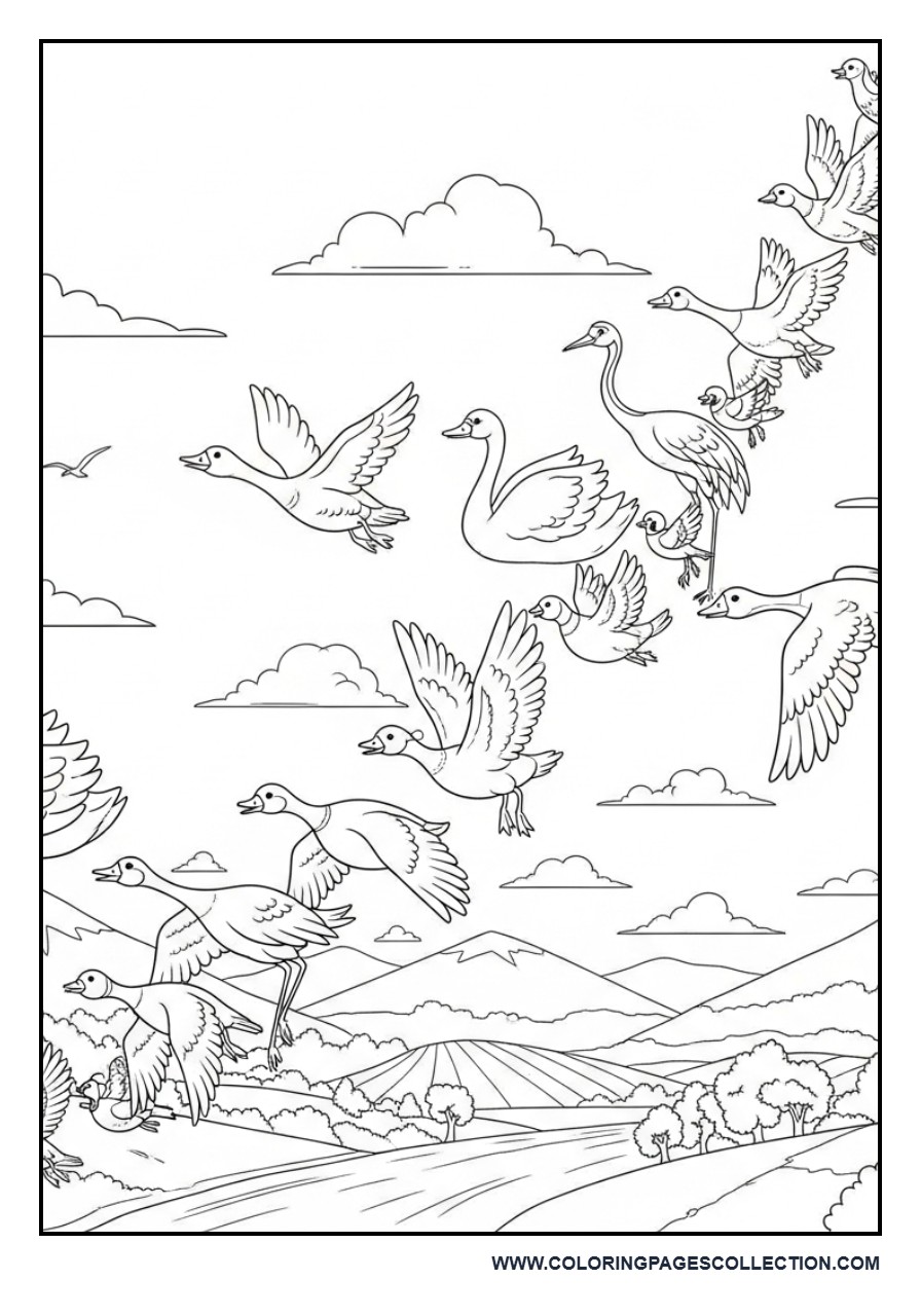 Birds Migrating Across the Sky