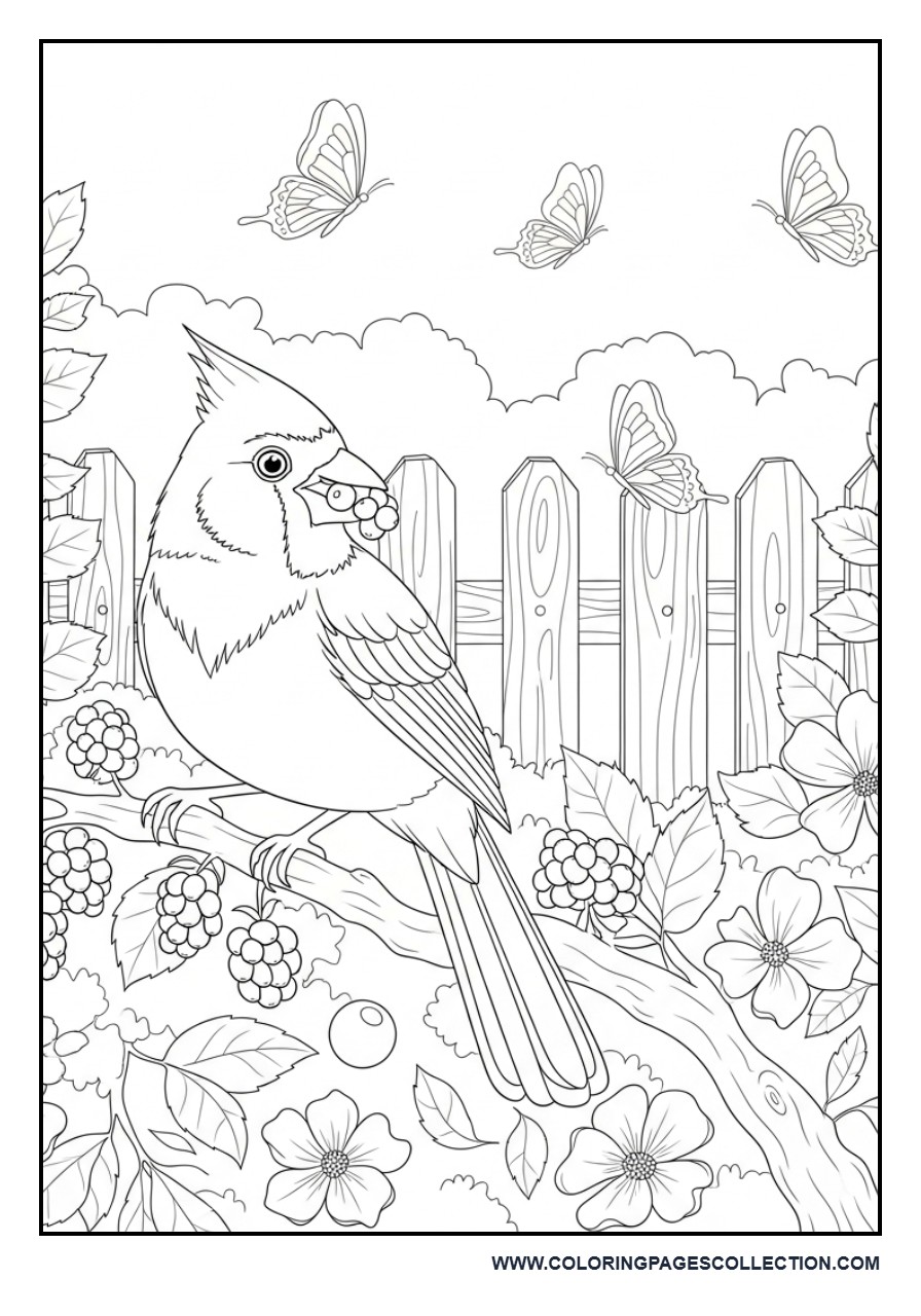 Cardinal Eating Berries