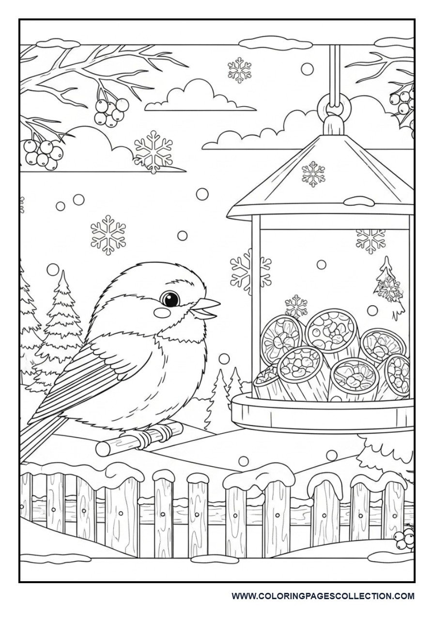 Chickadee Visiting a Winter Bird Feeder