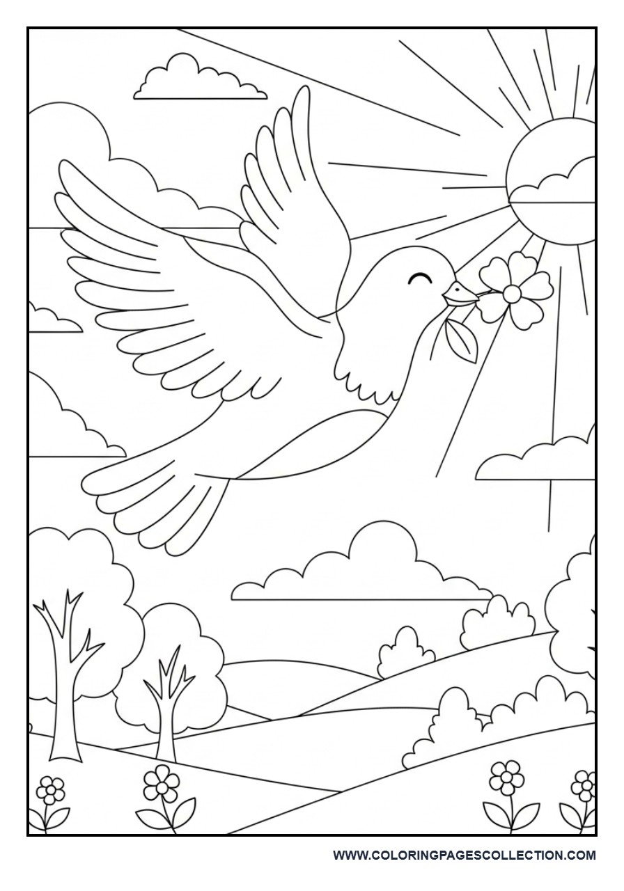 Dove Carrying a Flower