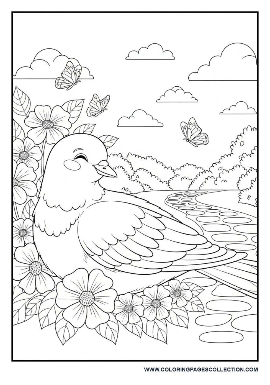 Dove Resting in a Peaceful Garden