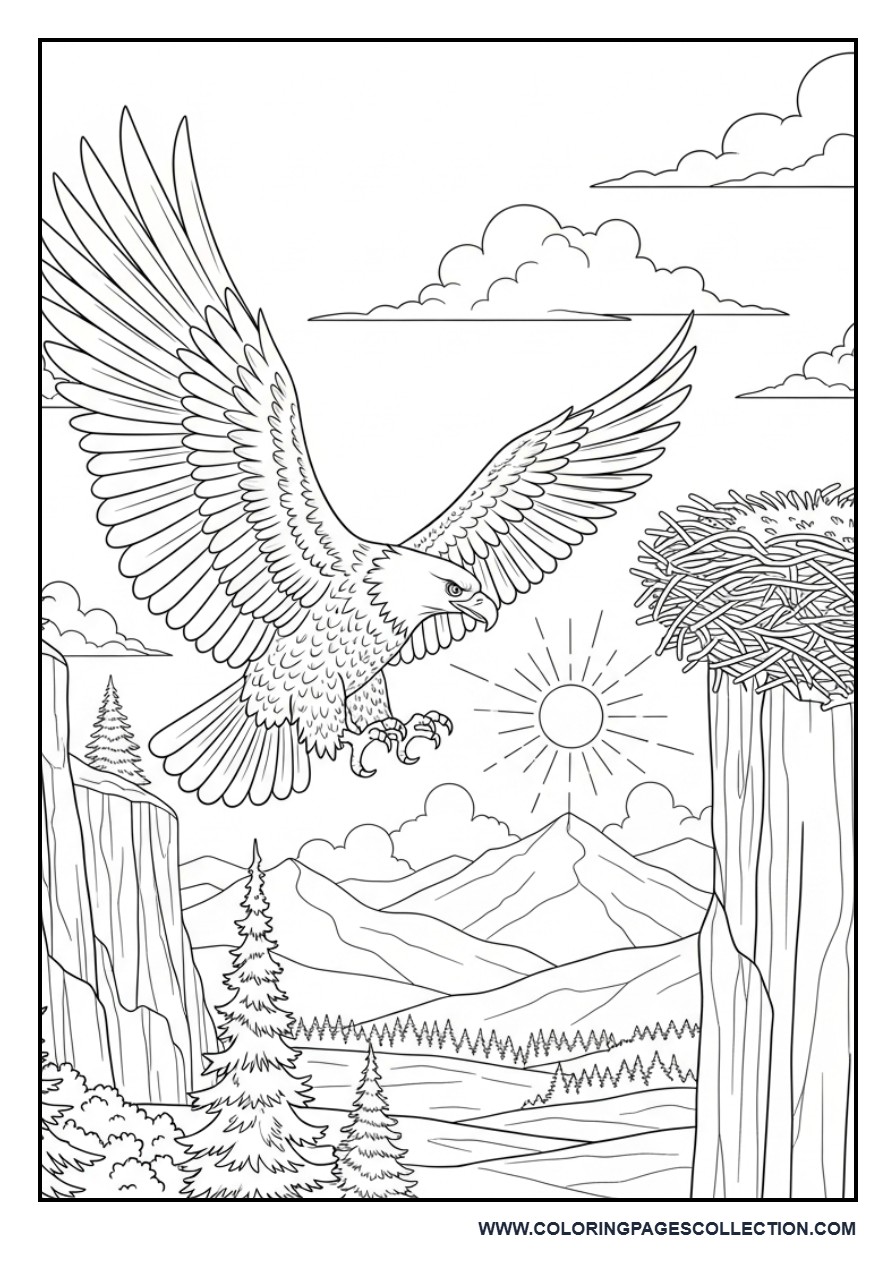 Eagle Returning to Its Nest