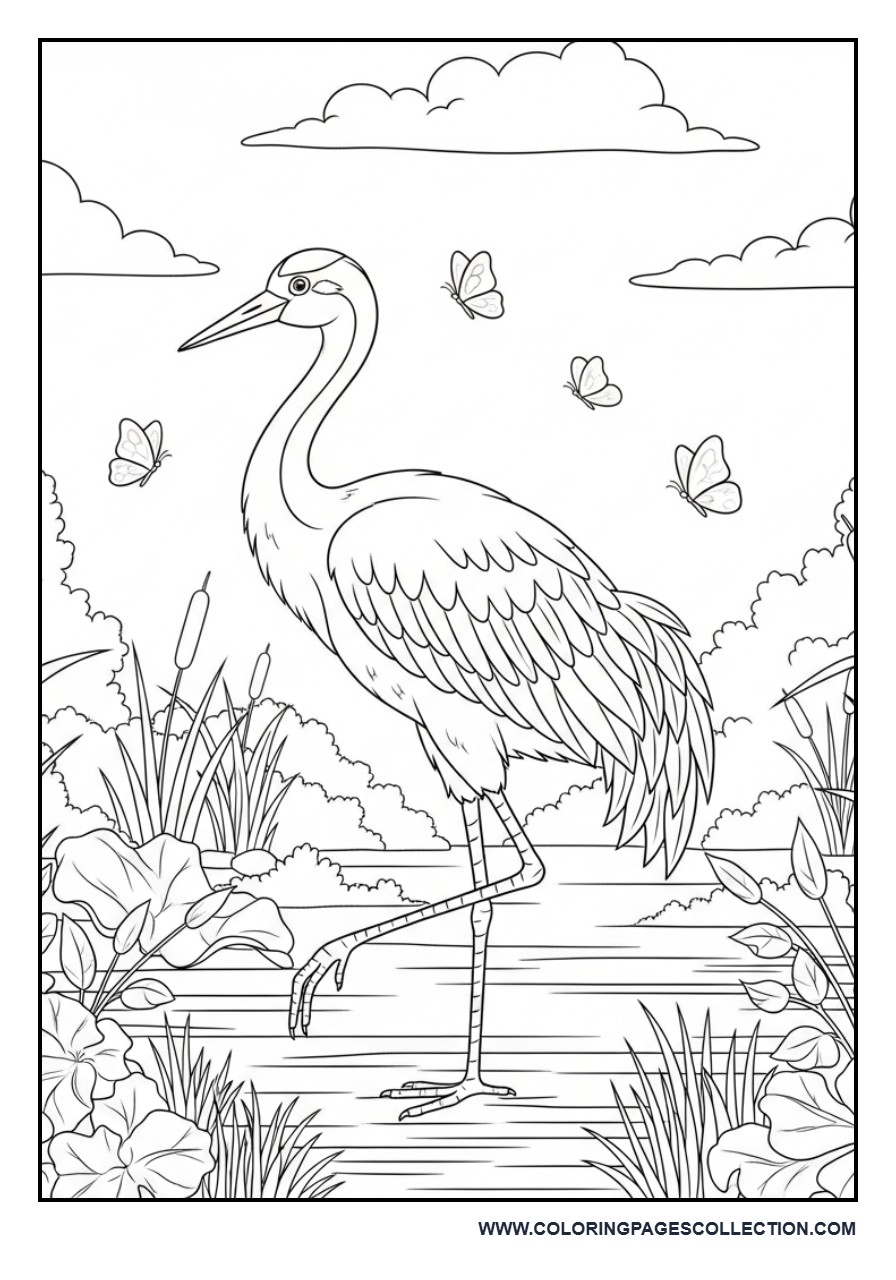 Elegant Crane Walking Through a Marsh