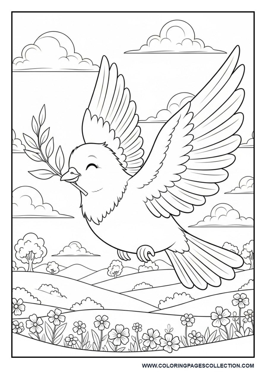 Friendly Dove Carrying an Olive Branch