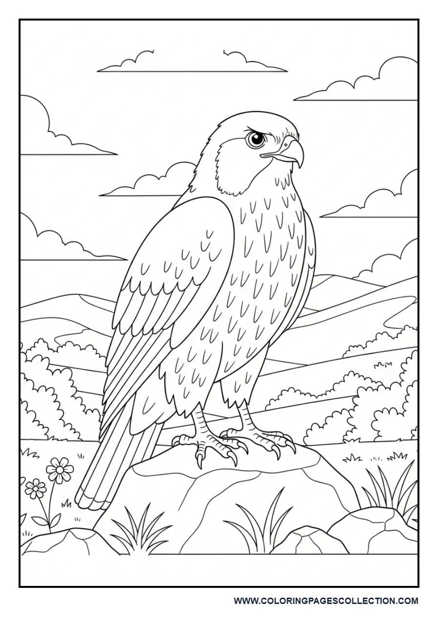 Friendly Hawk Watching from a Rock