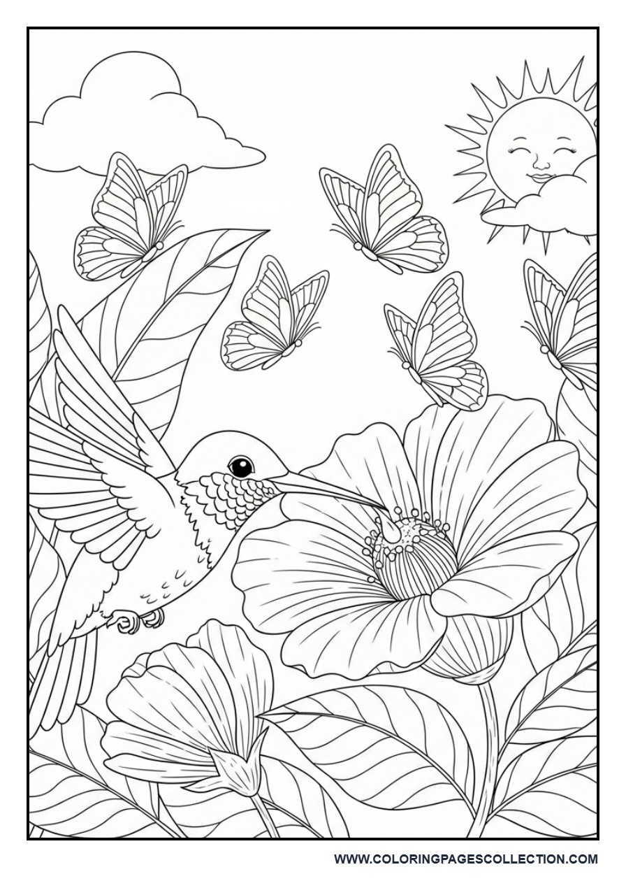 Hummingbird Drinking Flower Nectar