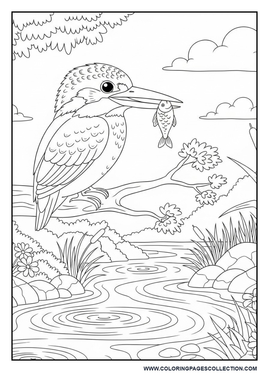 Kingfisher Catching a Fish