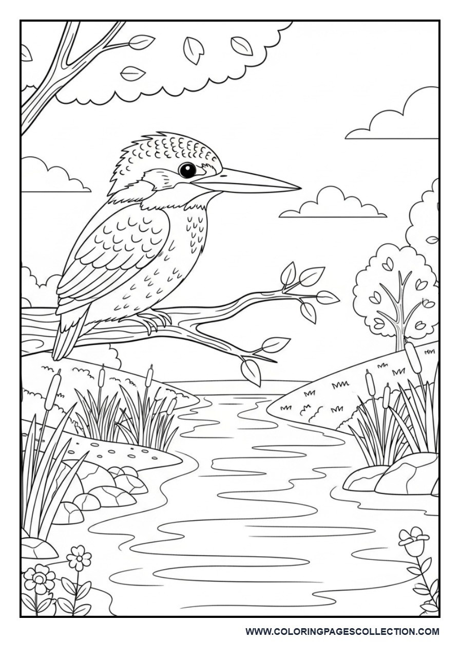 Kingfisher Sitting Beside a River