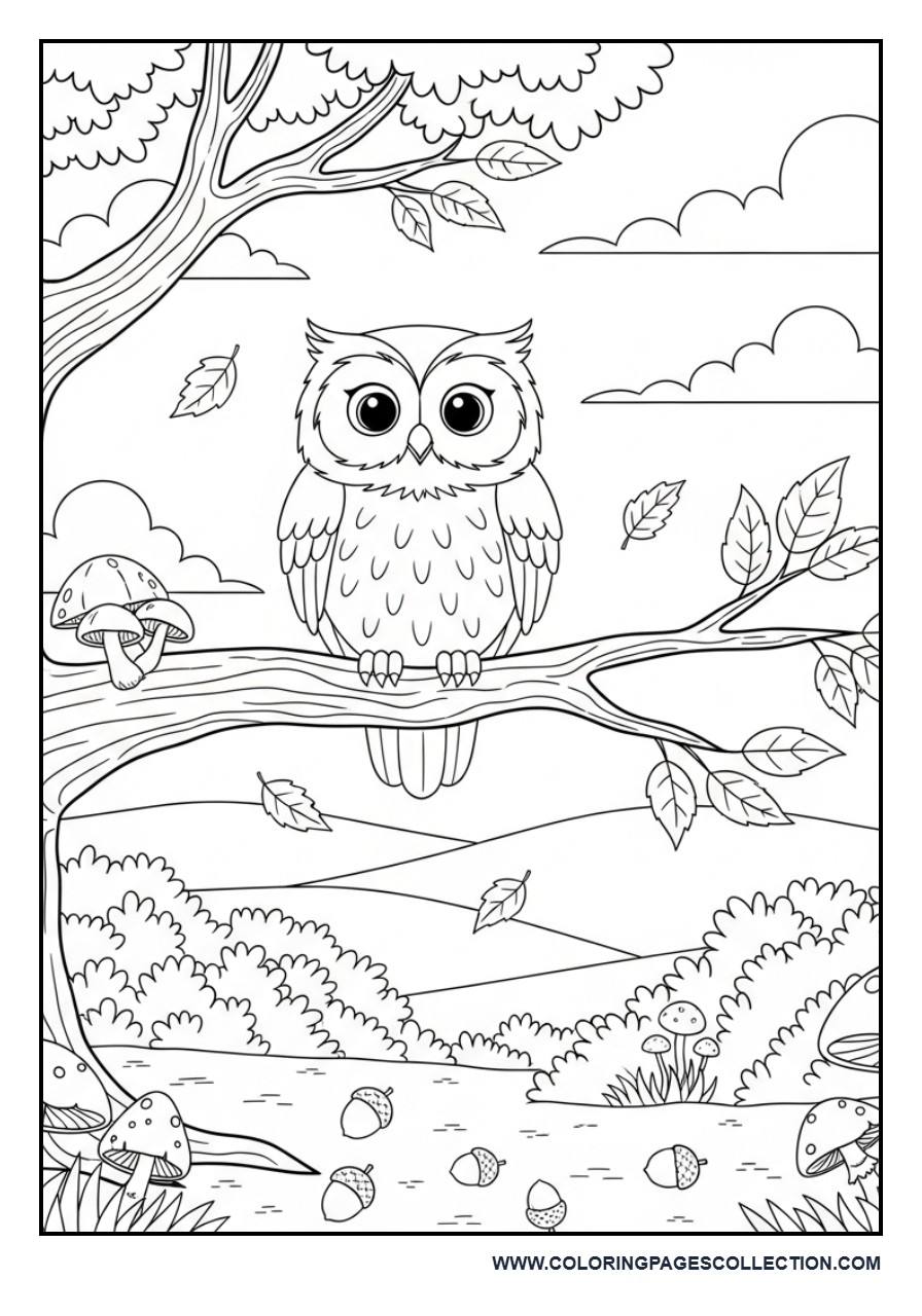 Owl in an Autumn Forest