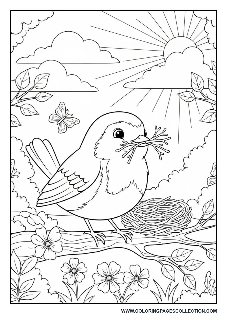 Robin Building a Cozy Nest
