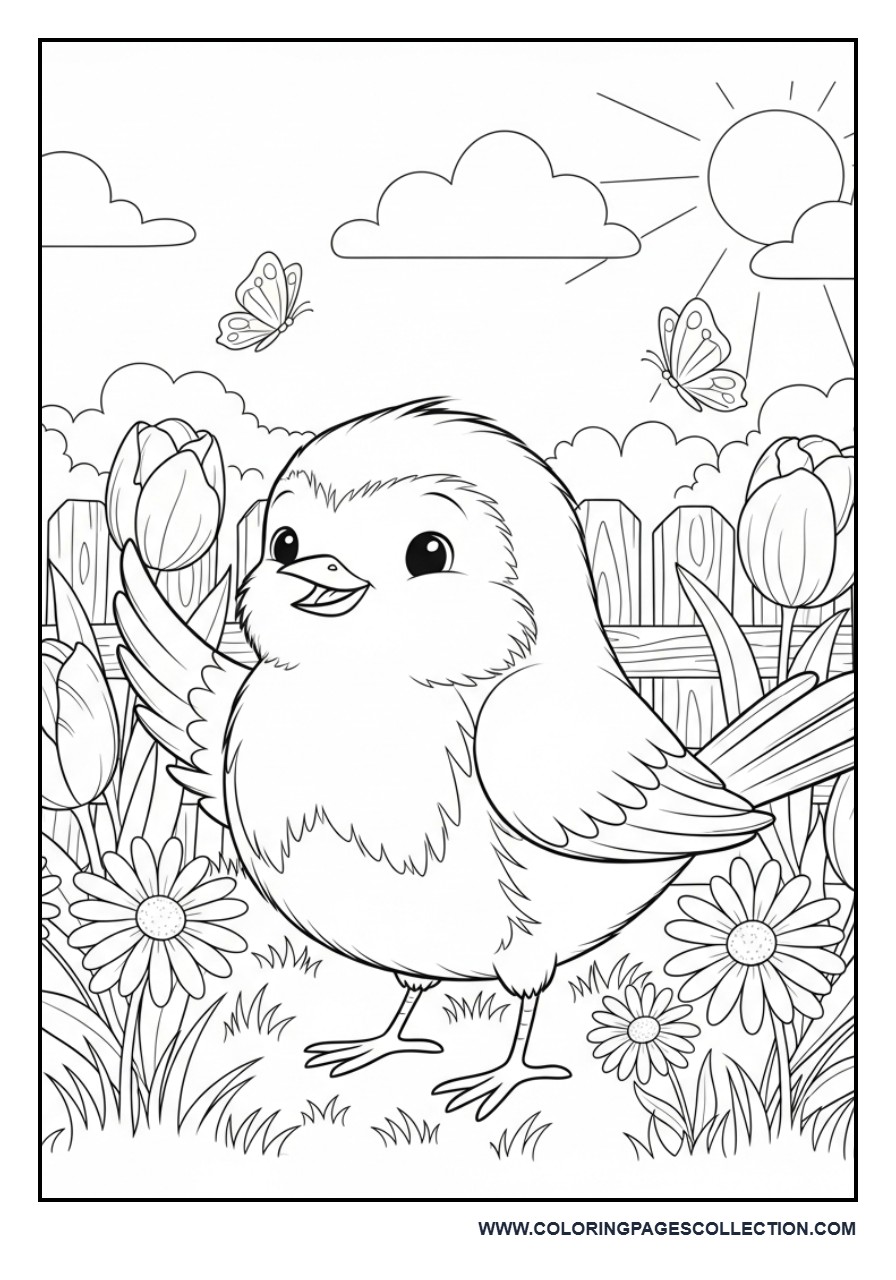 Robin in a Spring Garden