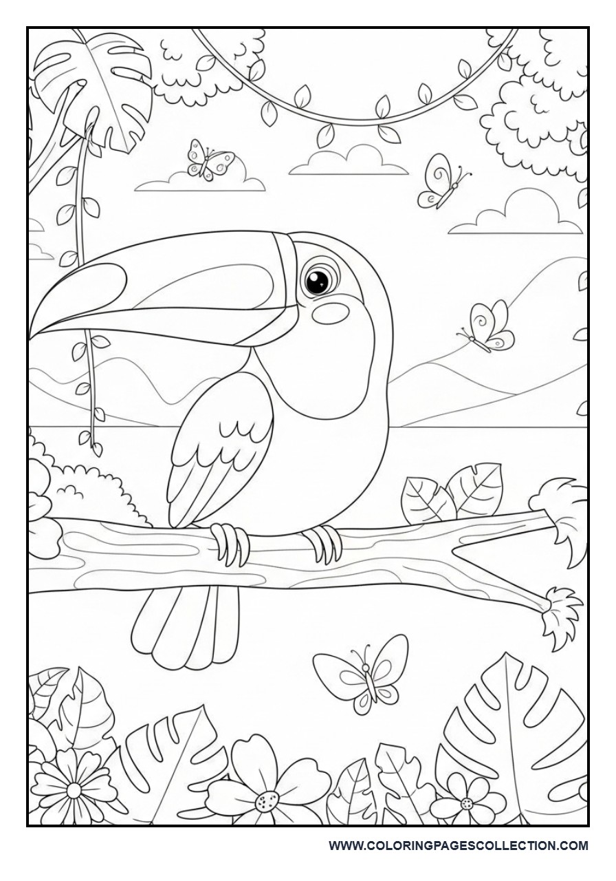 Toucan on a Tree Branch