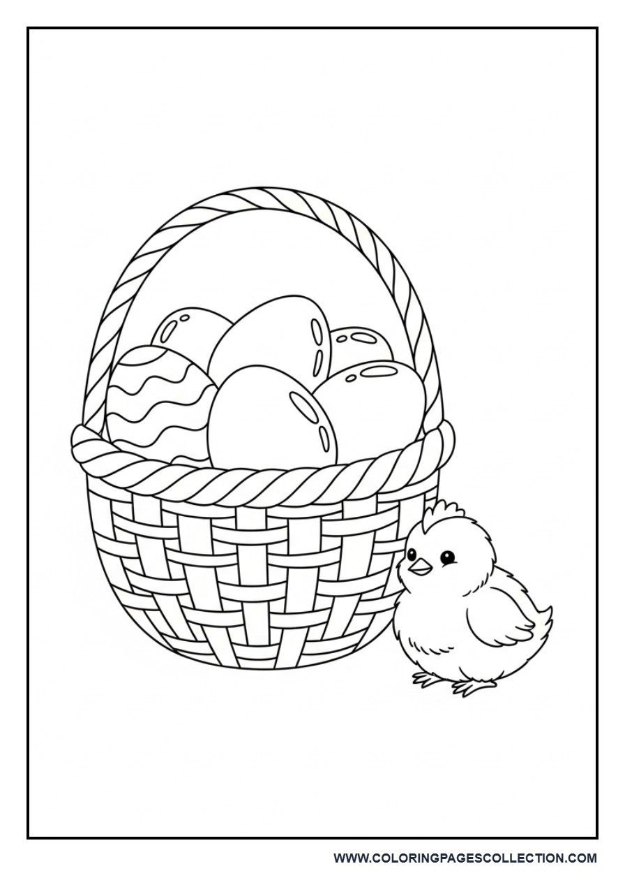 Basket of Eggs with Chick