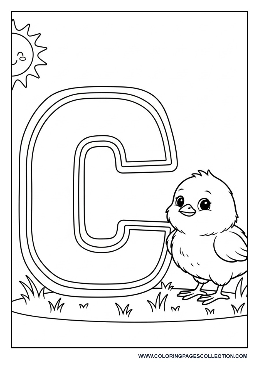 C for Chicken with Baby Chick