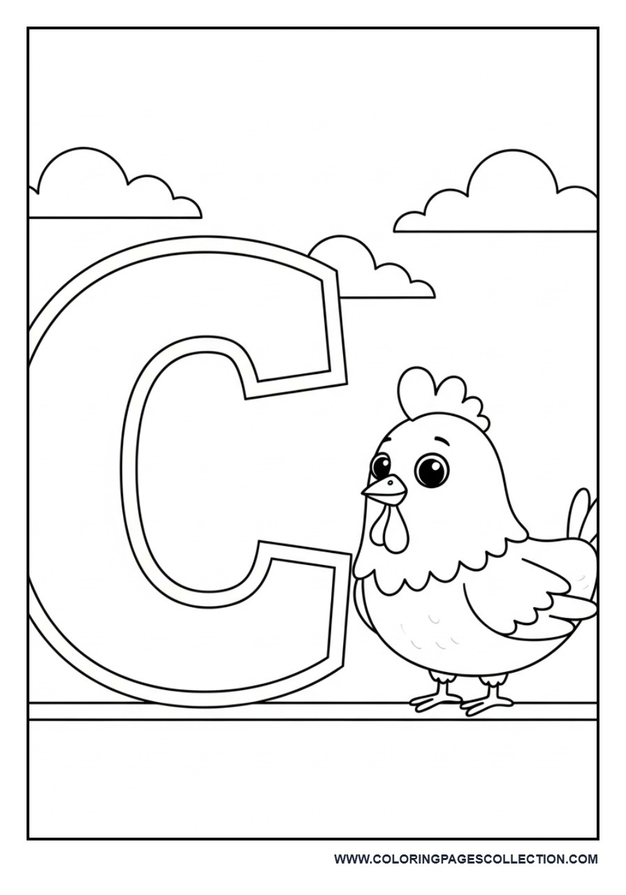 C for Chicken with Large Letter