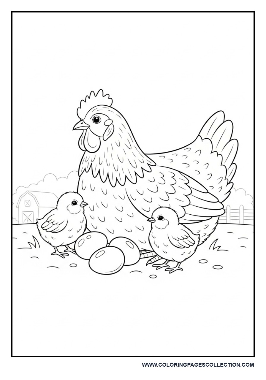 Chick Family with Eggs