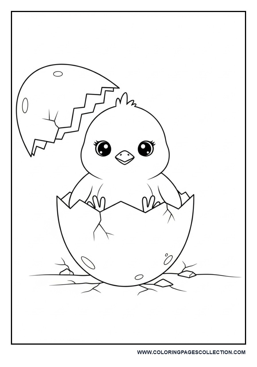 Chick Inside Broken Egg Shell