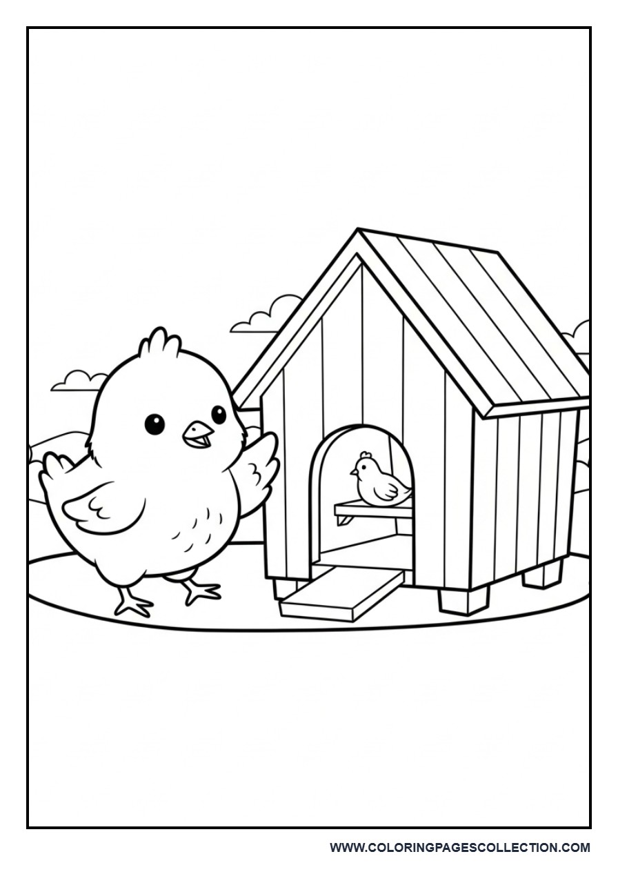 Chick Playing Near Coop