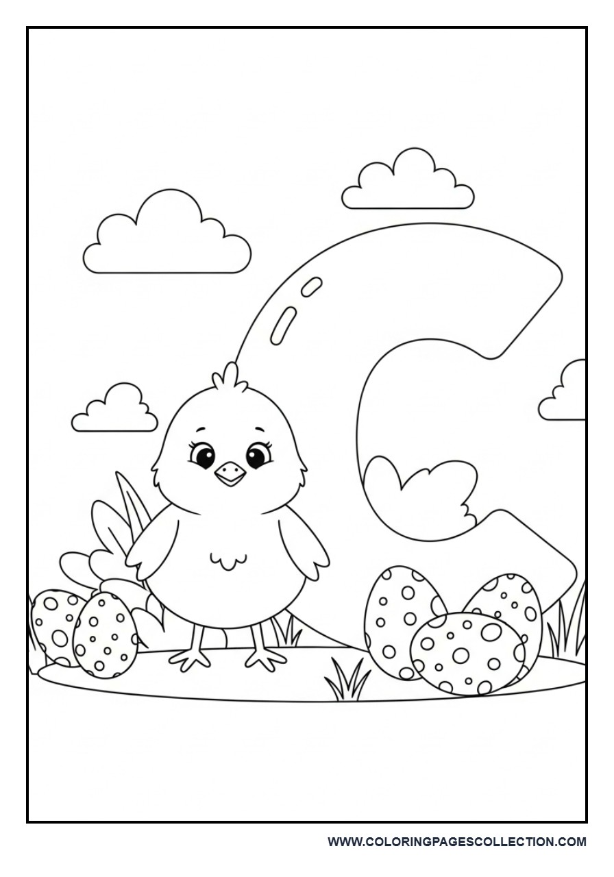 Chick with Alphabet and Eggs