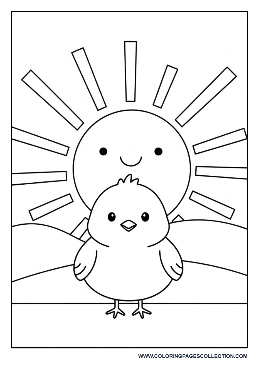 Chick with Sun and Hills