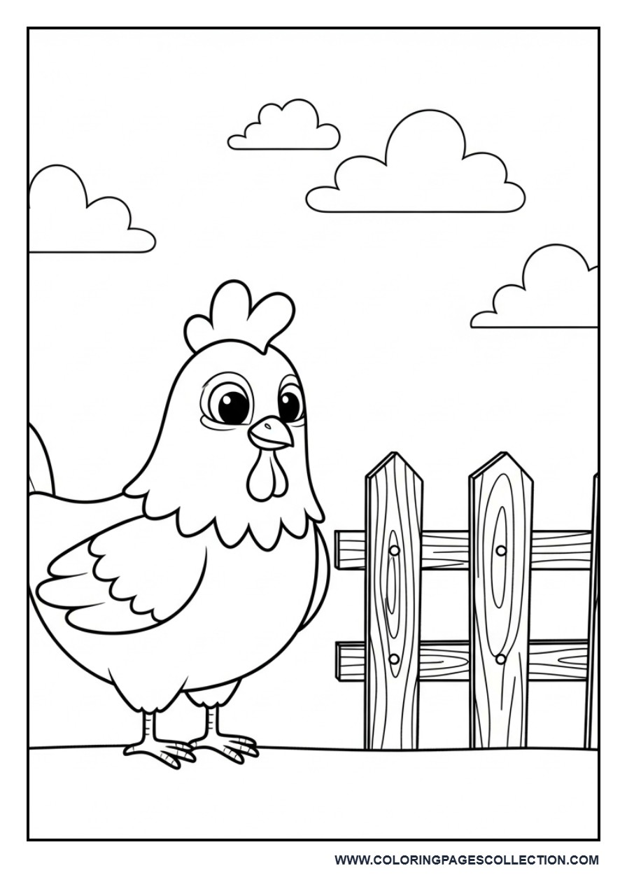 Chicken Near Simple Fence