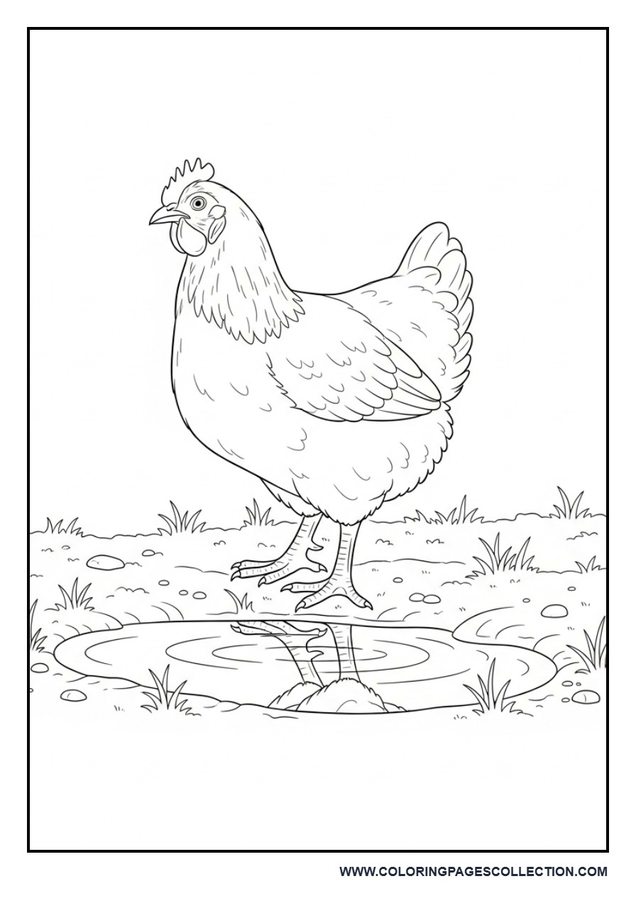 Chicken Near Water Area