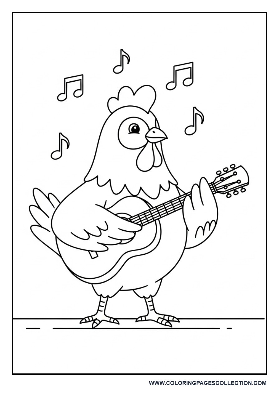 Chicken Playing Guitar