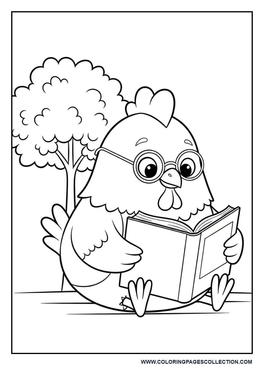Chicken Reading a Book