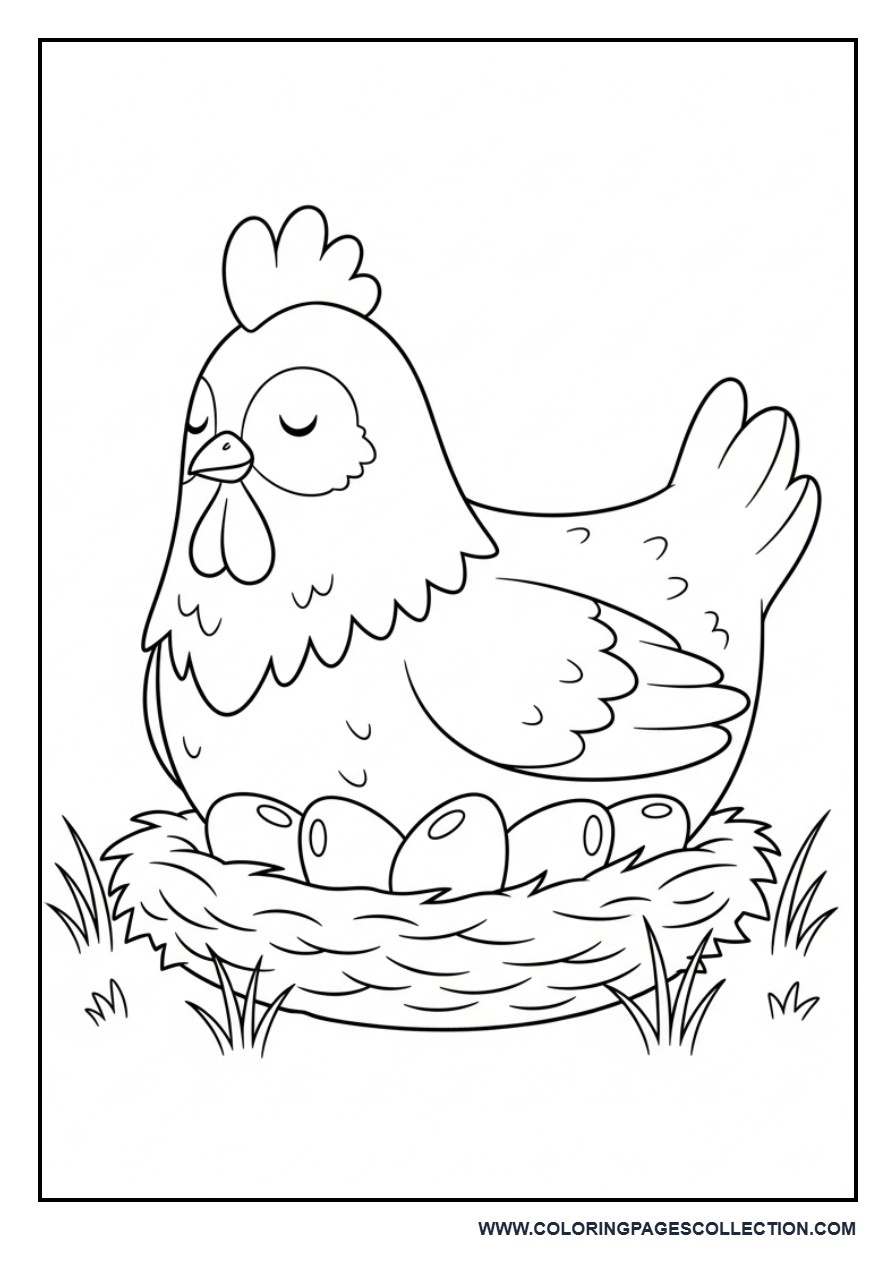 Chicken Sitting on Eggs