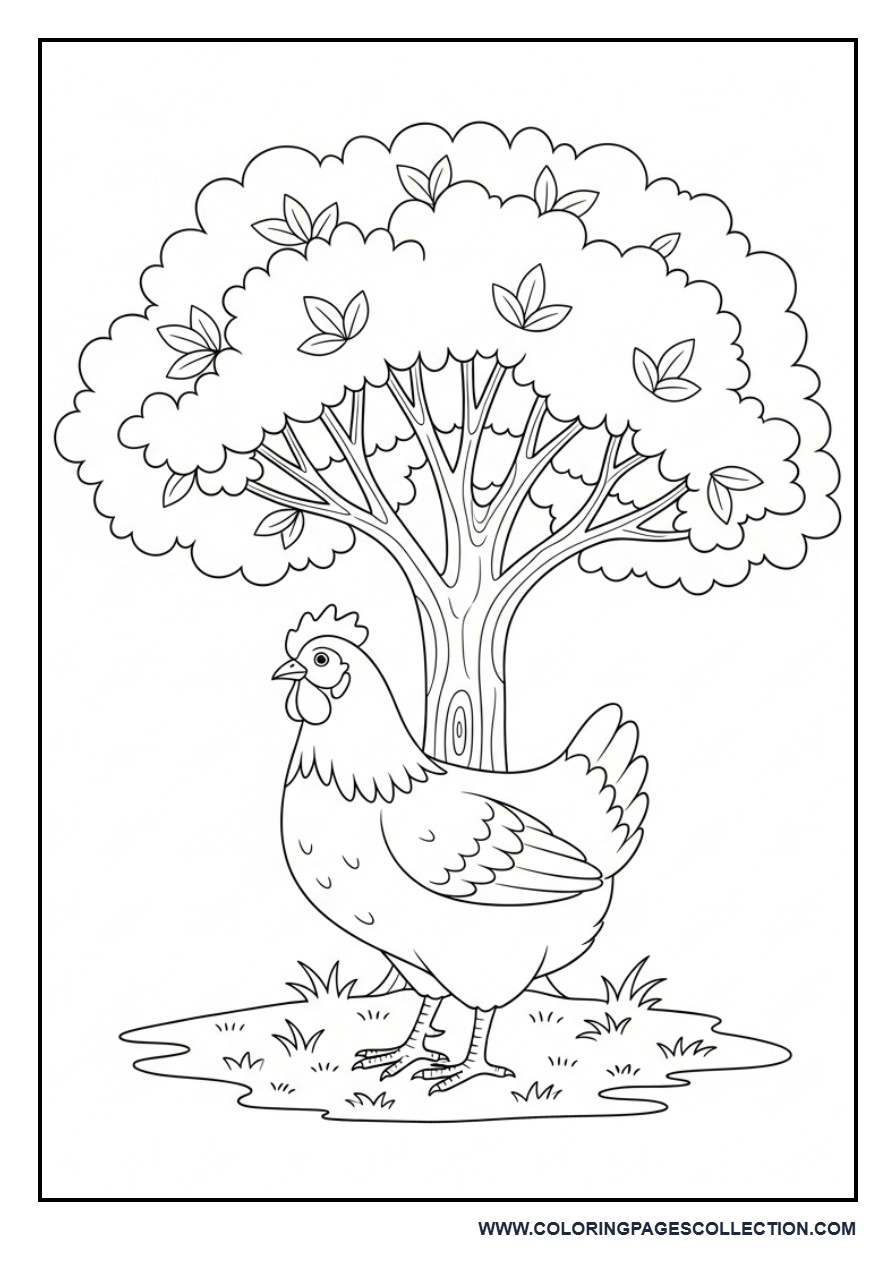Chicken Under Tree Shade
