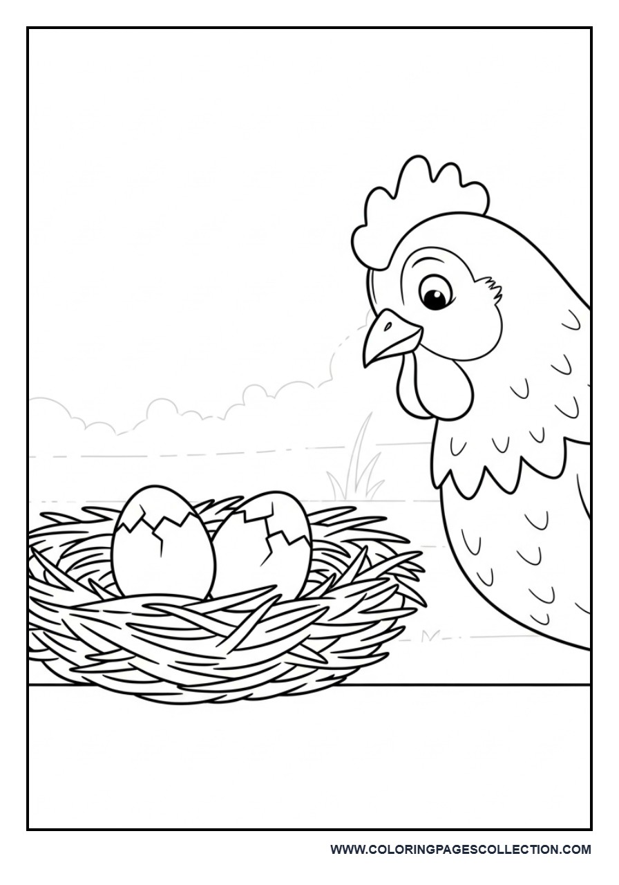 Chicken Watching Eggs Hatch