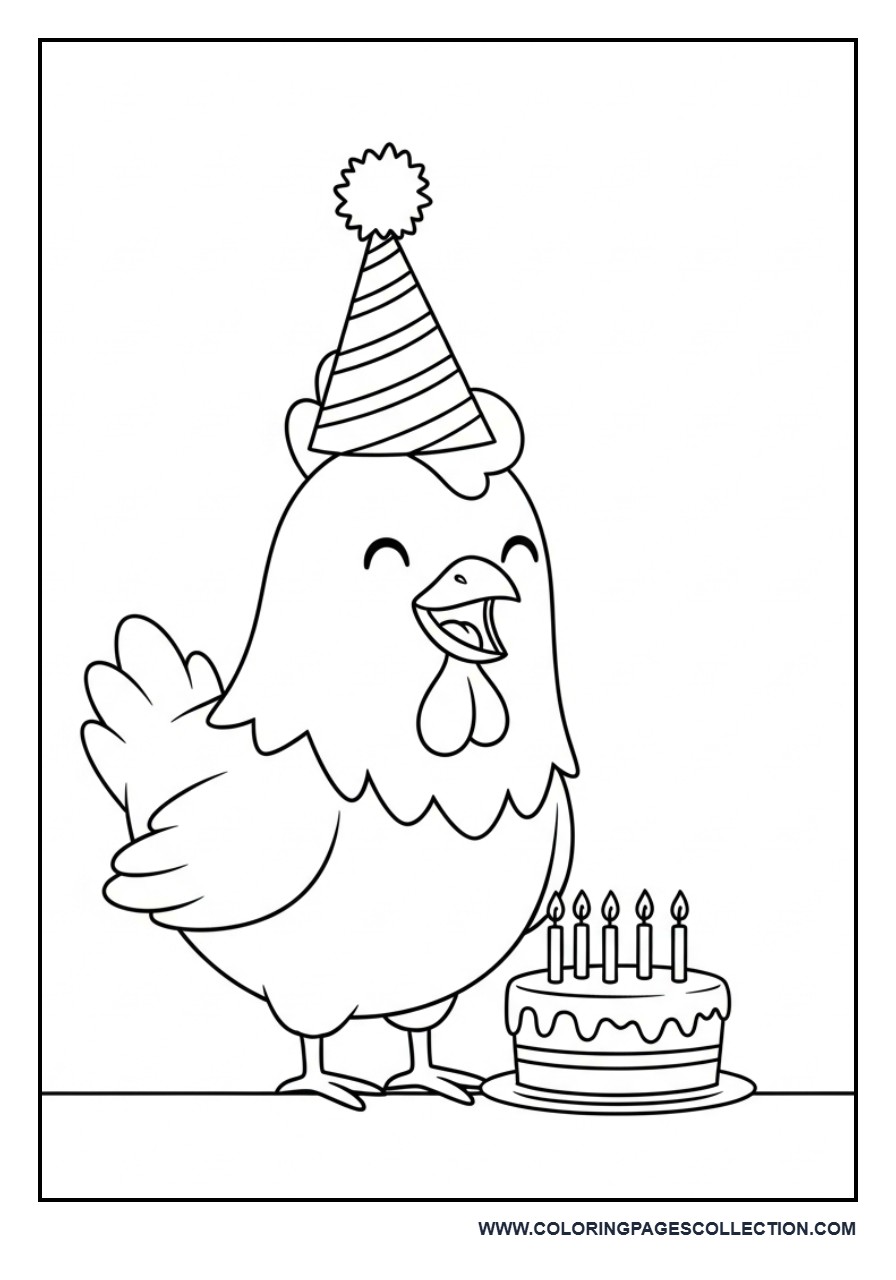 Chicken Wearing Birthday Hat