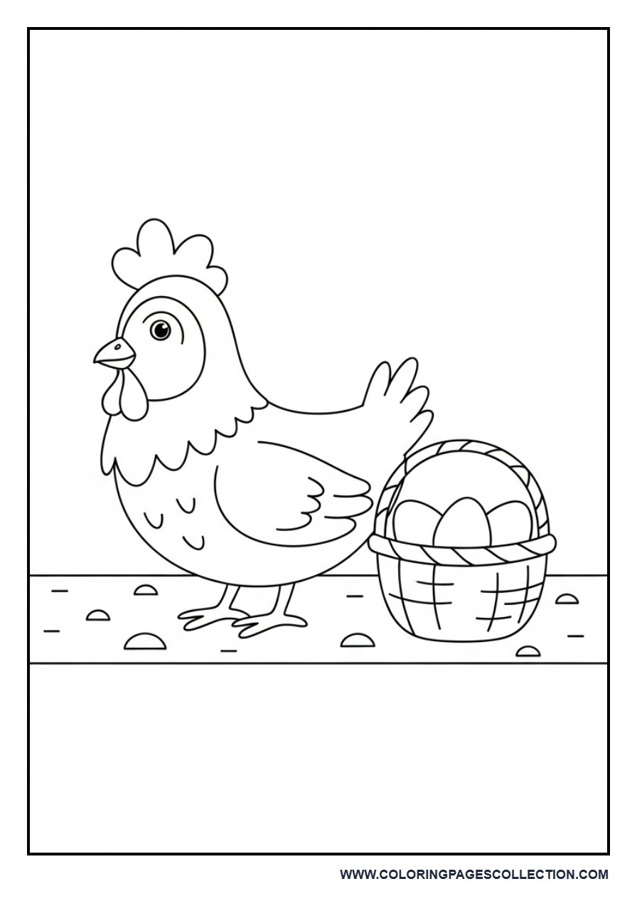 Chicken with Basket of Eggs