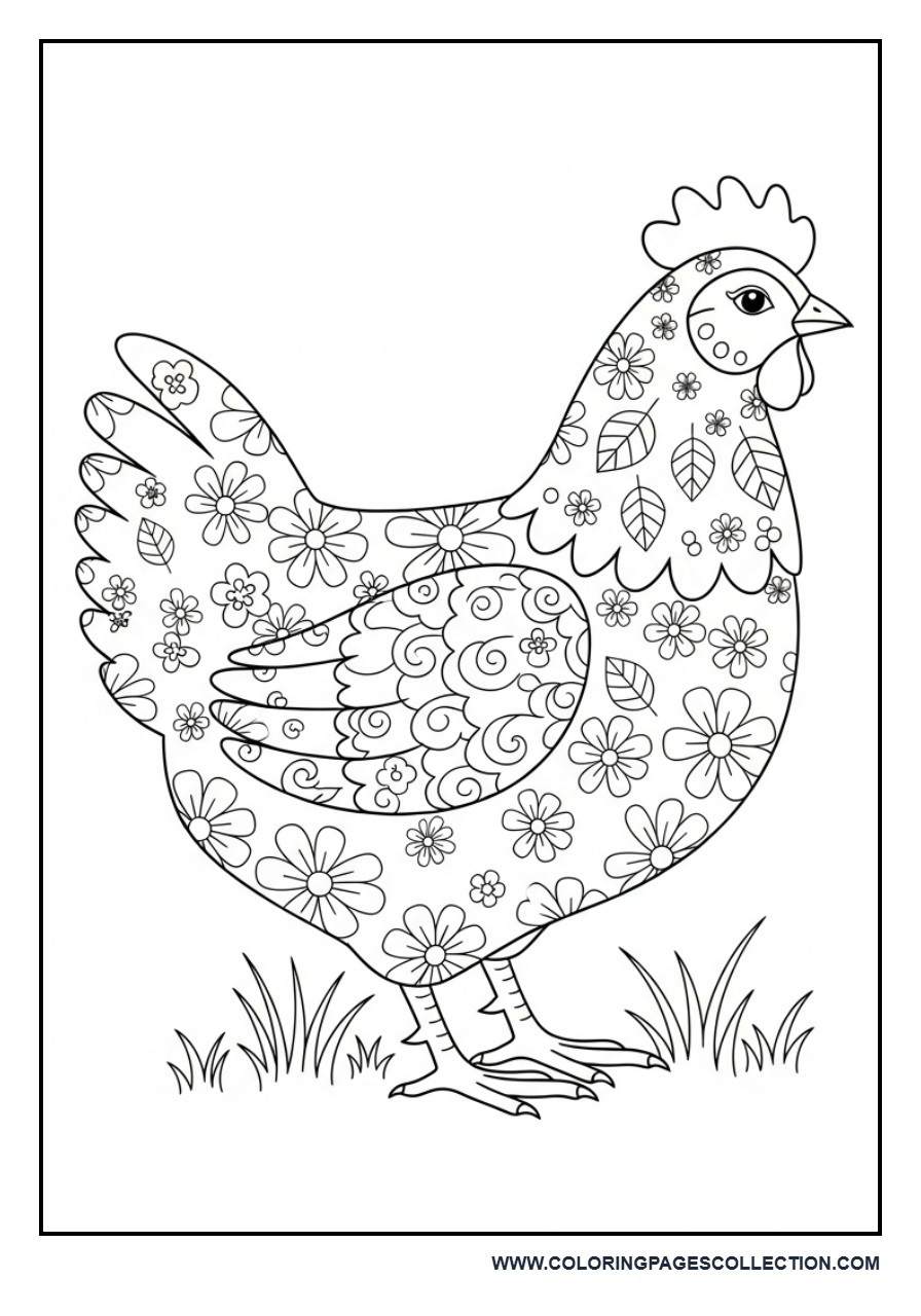 Chicken with Floral Patterns