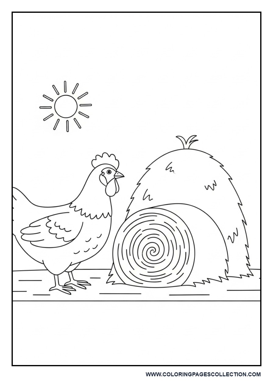 Chicken with Hay Stack