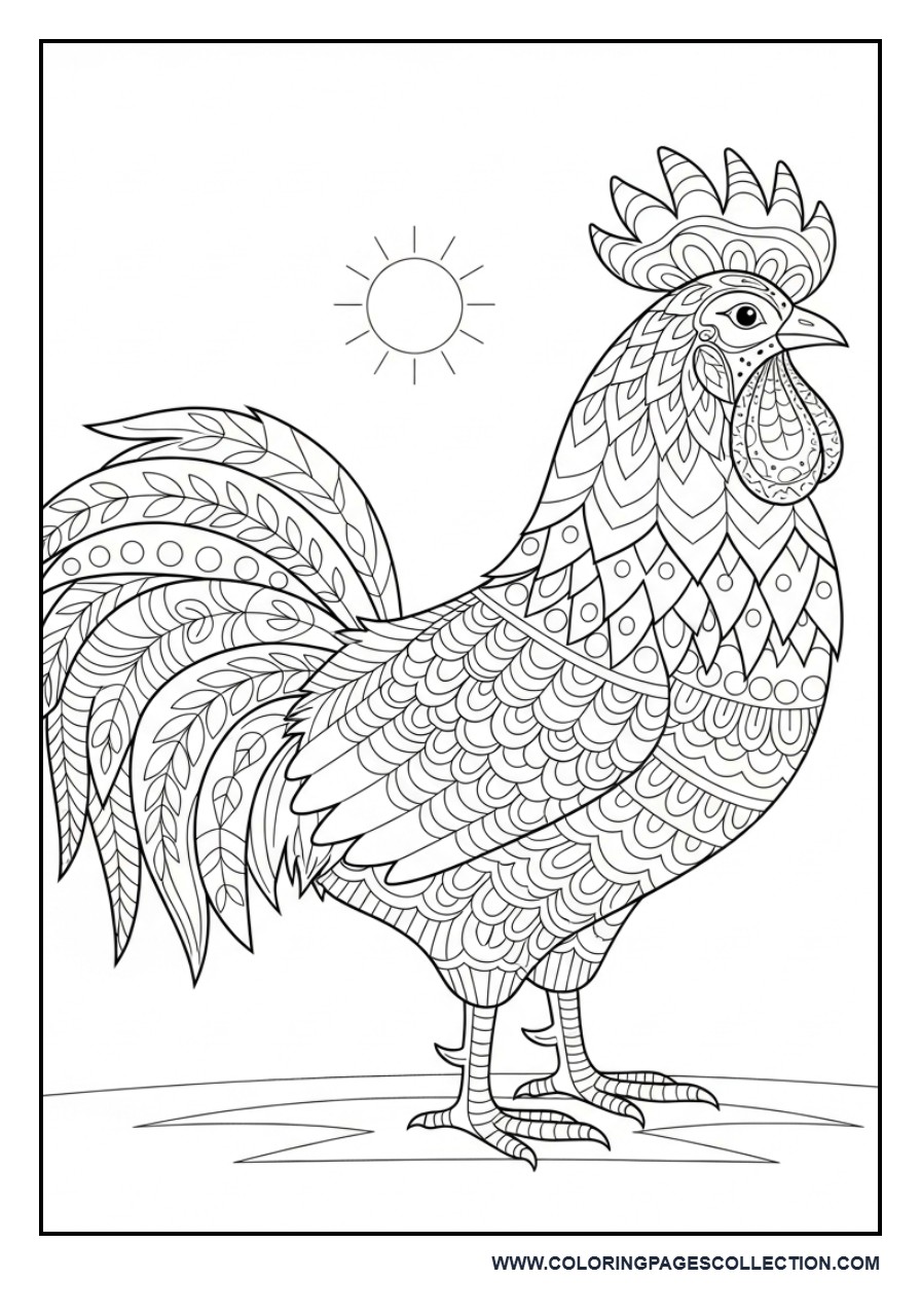 Decorative Rooster with Patterns