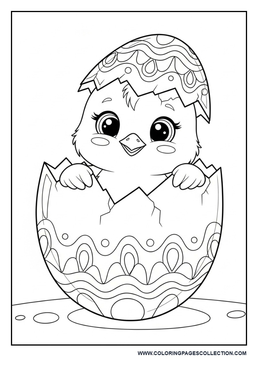 Egg with Chick Peeking Out