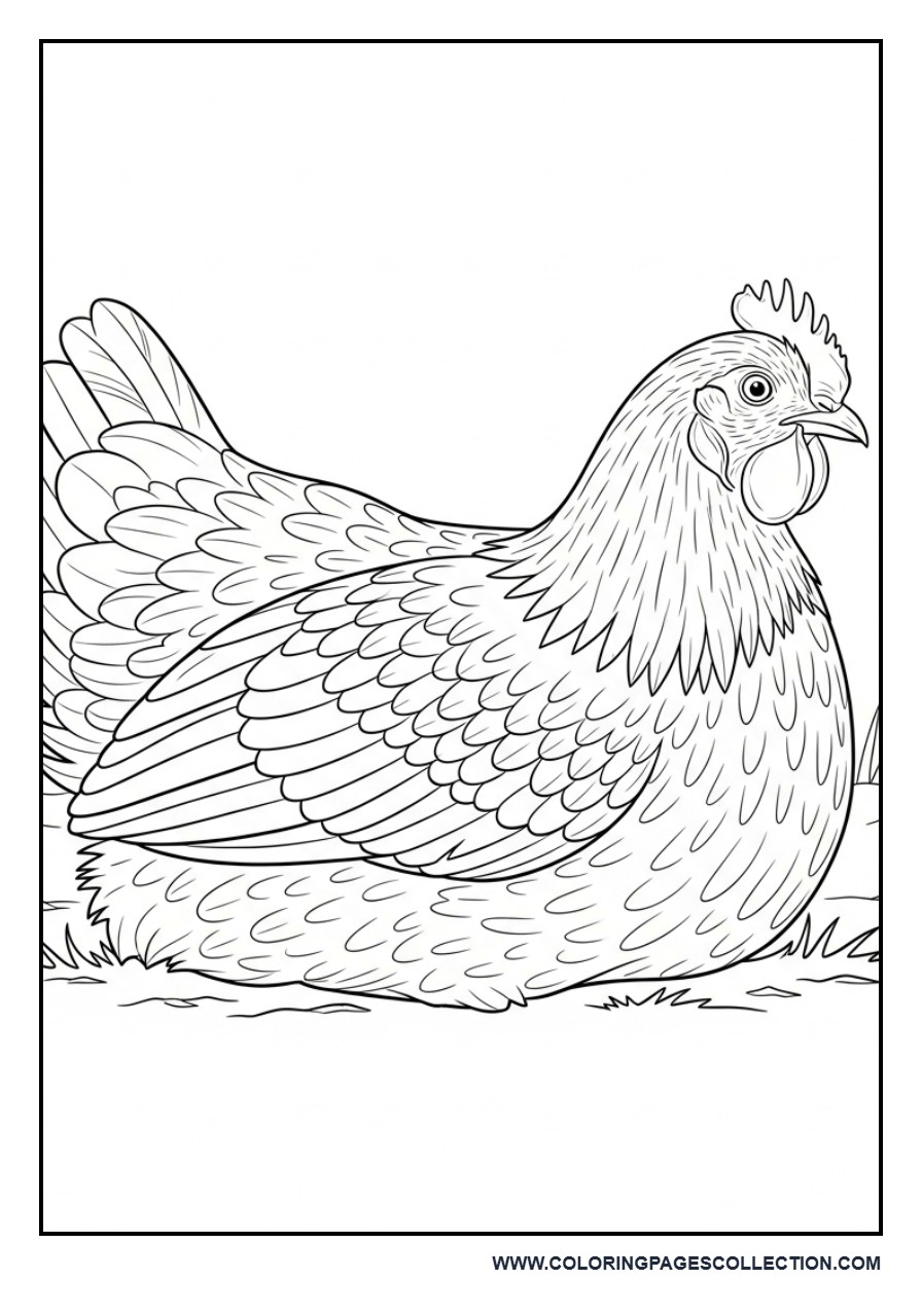 Hen Sitting Calmly