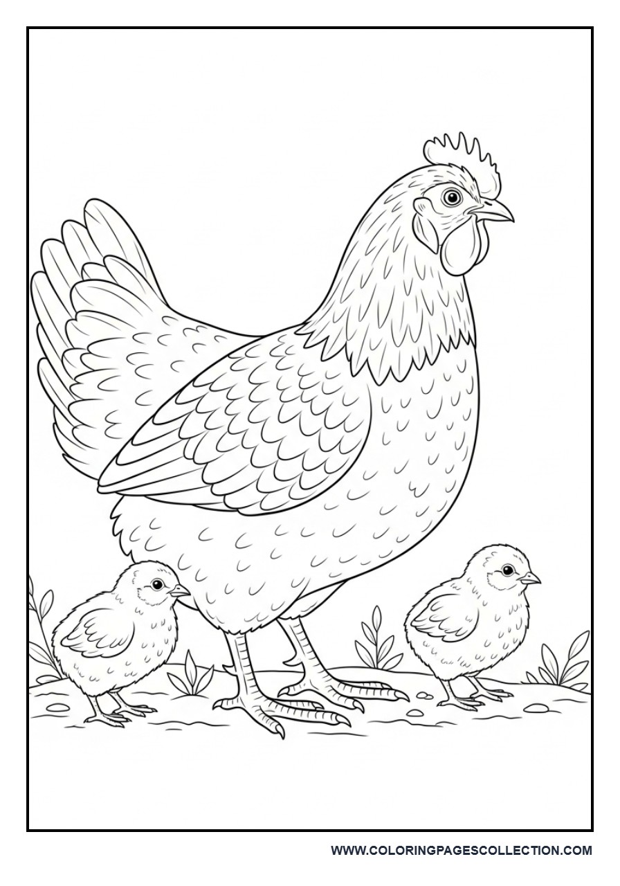 Hen with Two Chicks