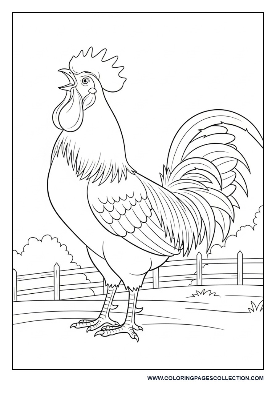 Rooster Crowing Scene