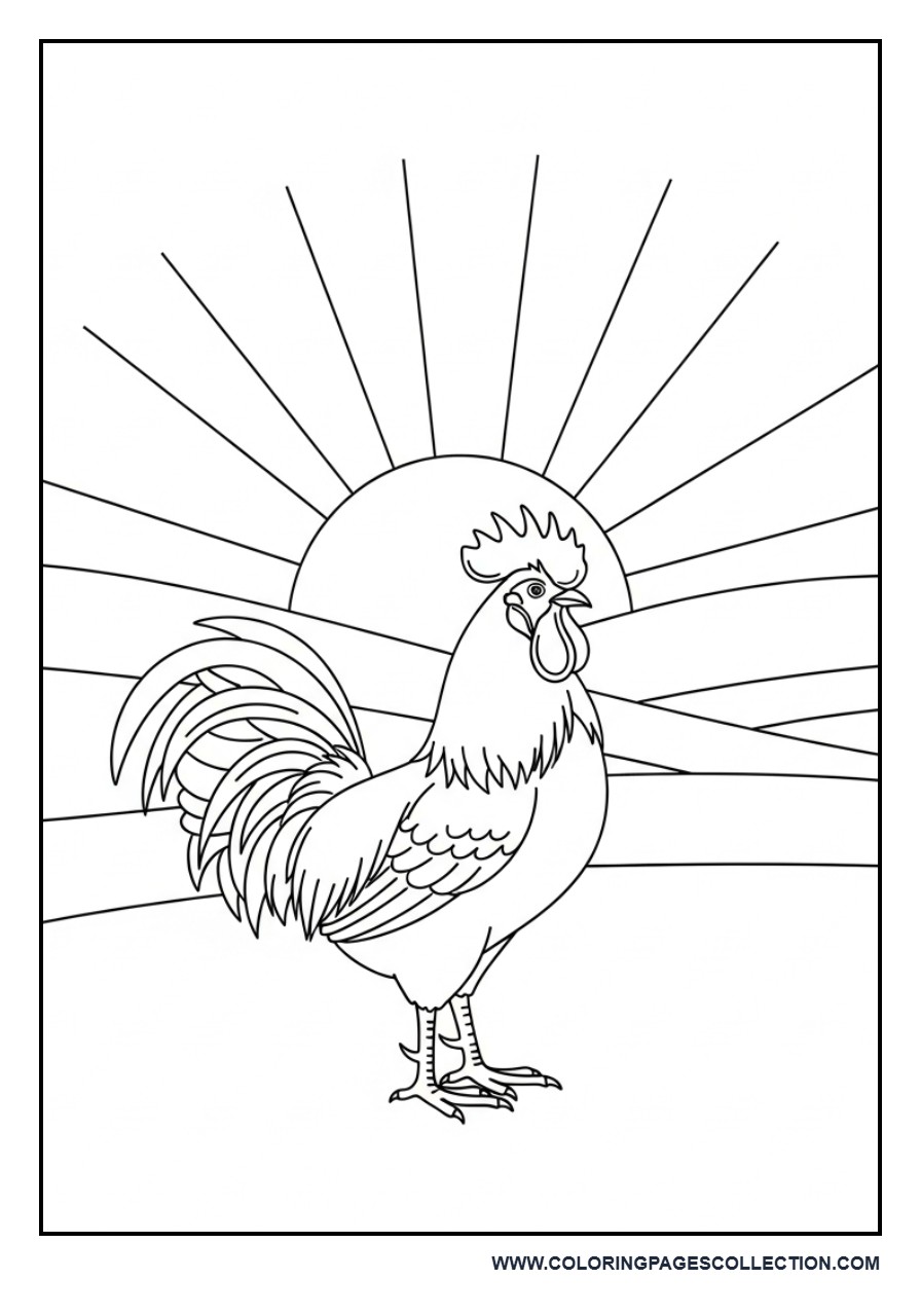 Rooster Sunrise Scene