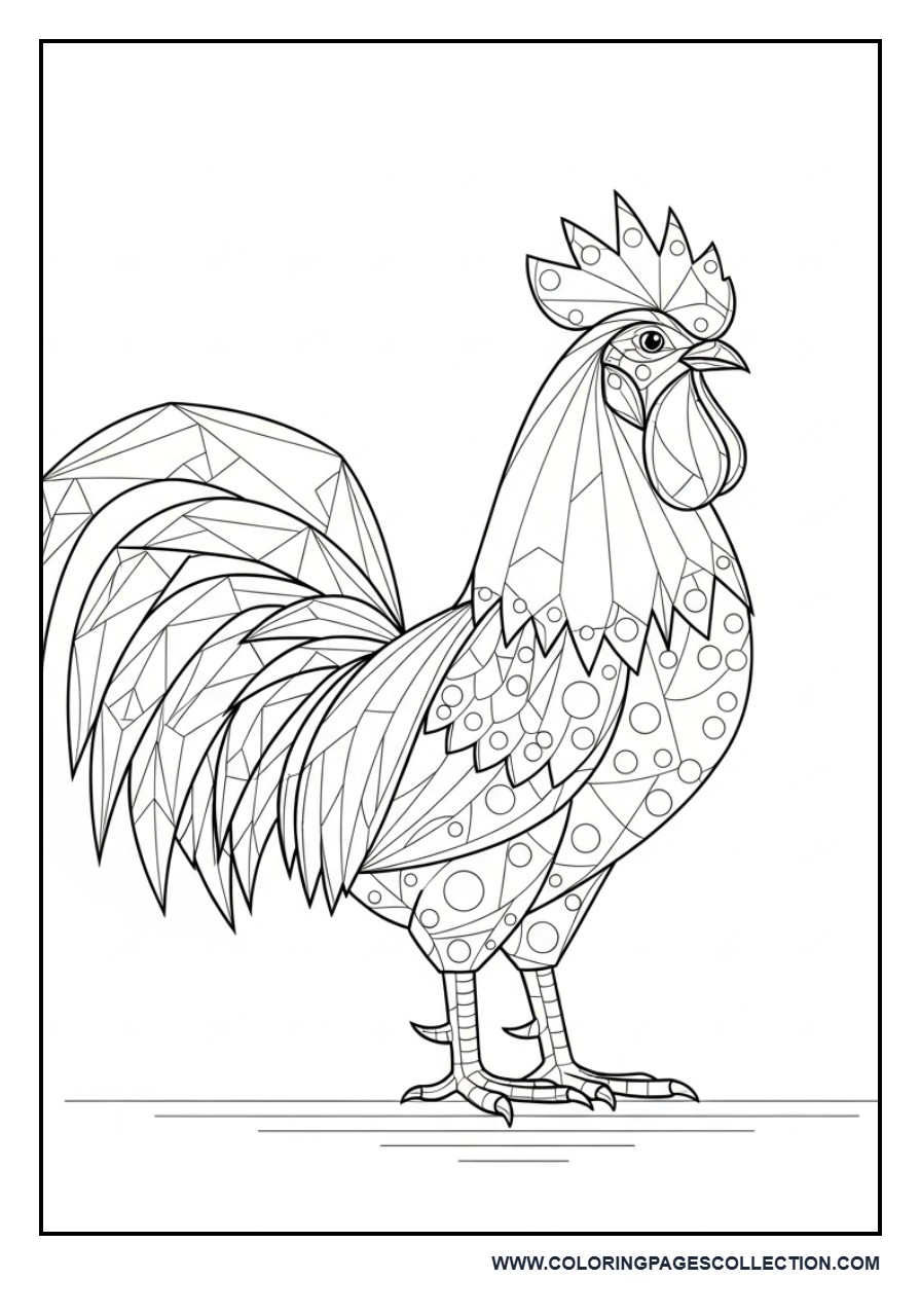 Rooster with Geometric Patterns