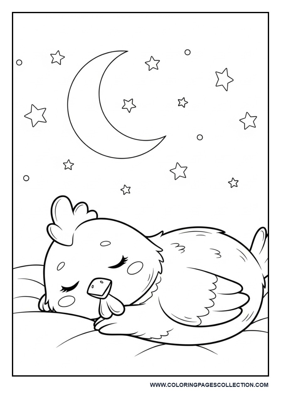 Sleeping Chicken with Moon