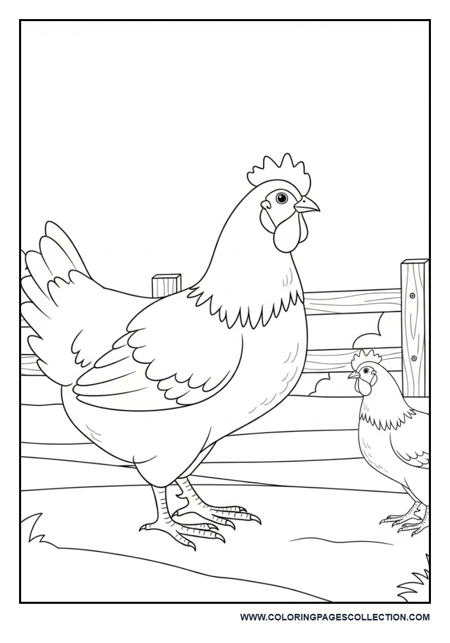 Two Chickens in Yard