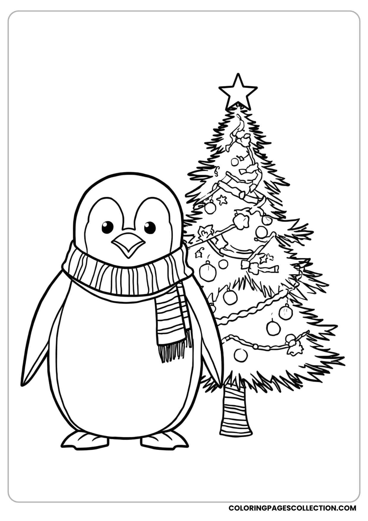 christmas penguin coloring page
