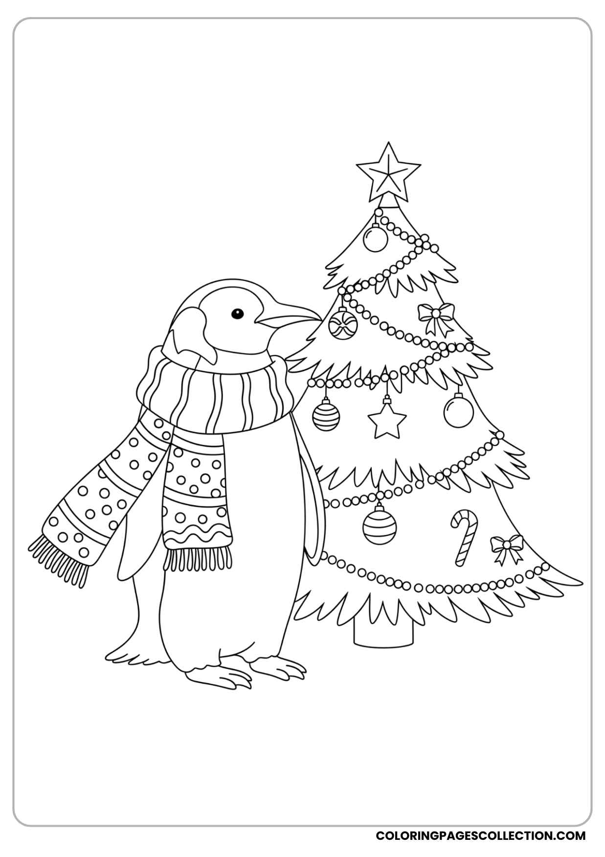 christmas penguin coloring page