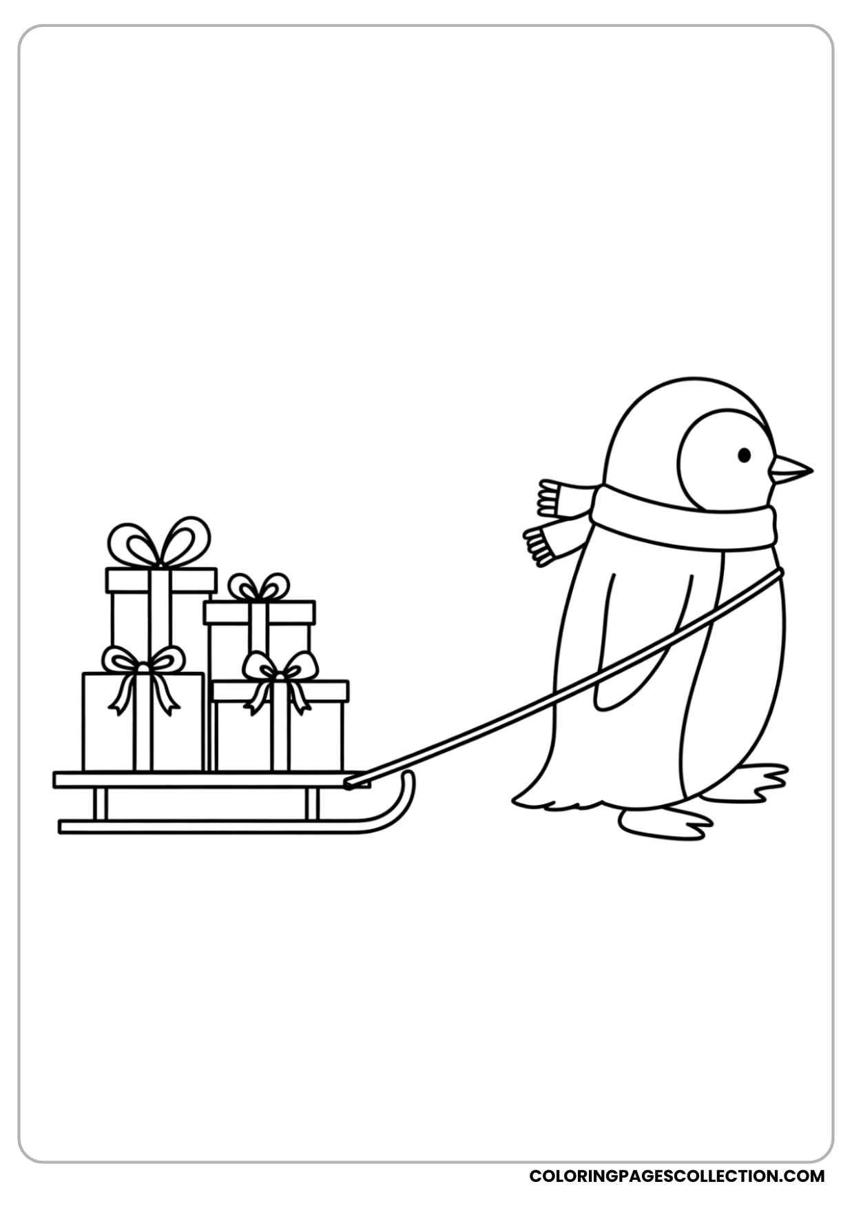 christmas penguin coloring page
